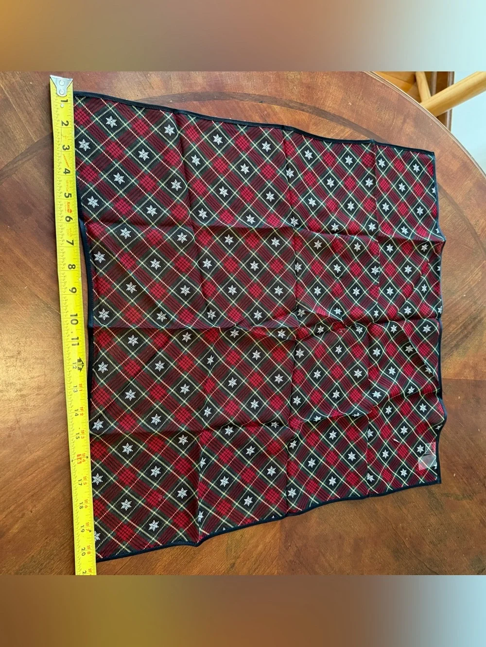 Vintage Talbots 100% Silk Scarf Square Black Red Snowflake Holiday